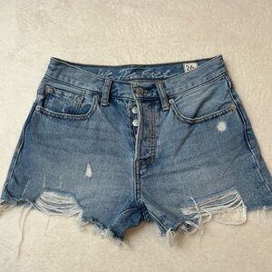 We The Free Light Blue Distressed Jean Shorts